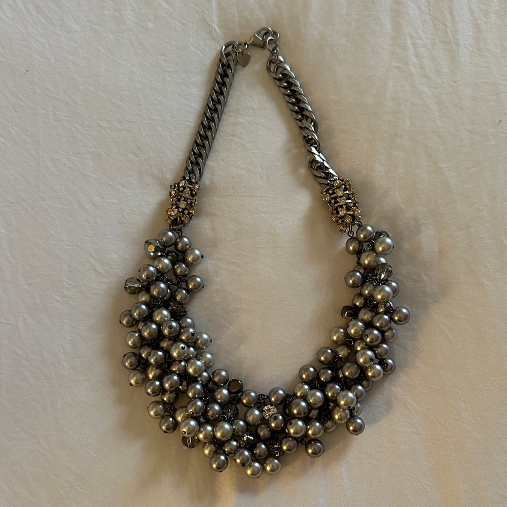 Stella & Dot Silver Cluster Pearl Necklace